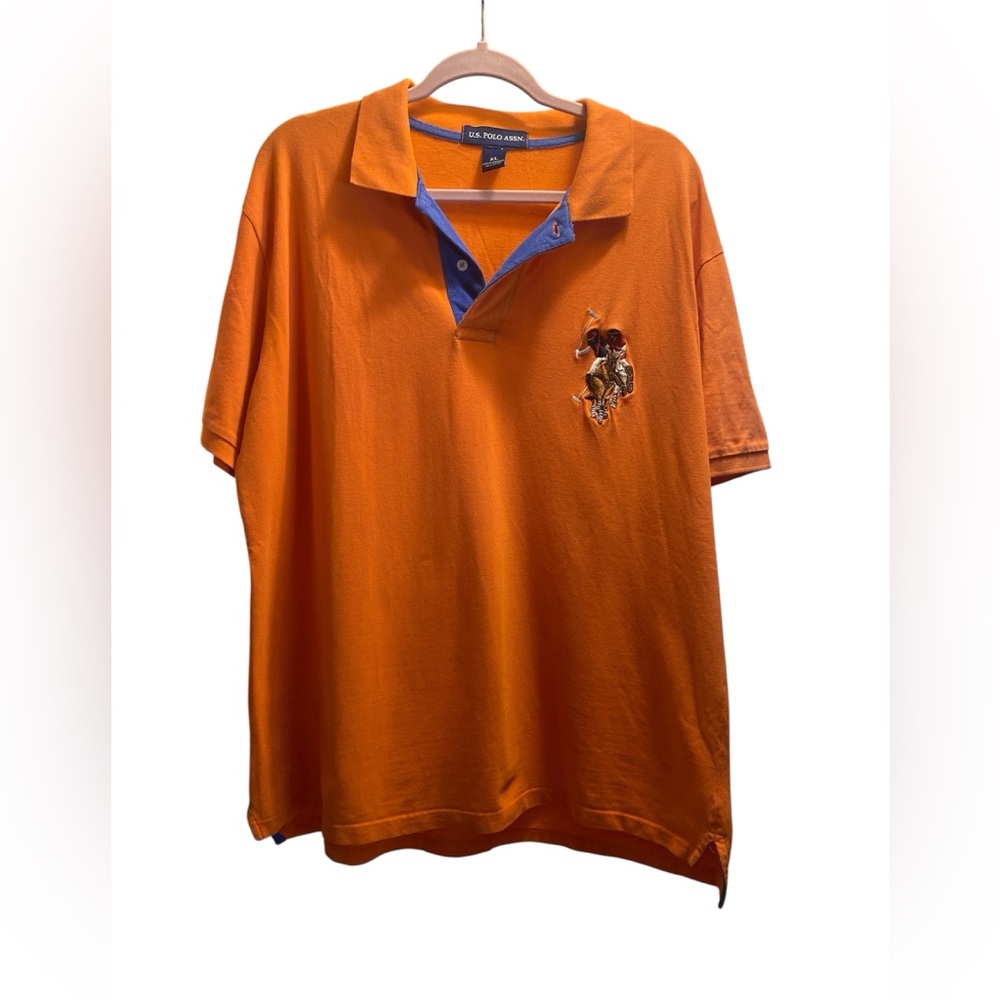 U.S. Polo Assn. Men’s Orange Polo with Blue Highlights